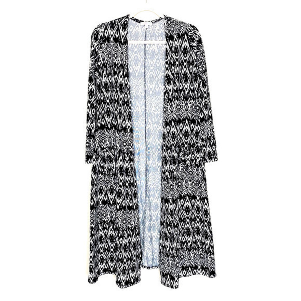 Lularoe Ikat Sarah Duster Cardigan Black & White